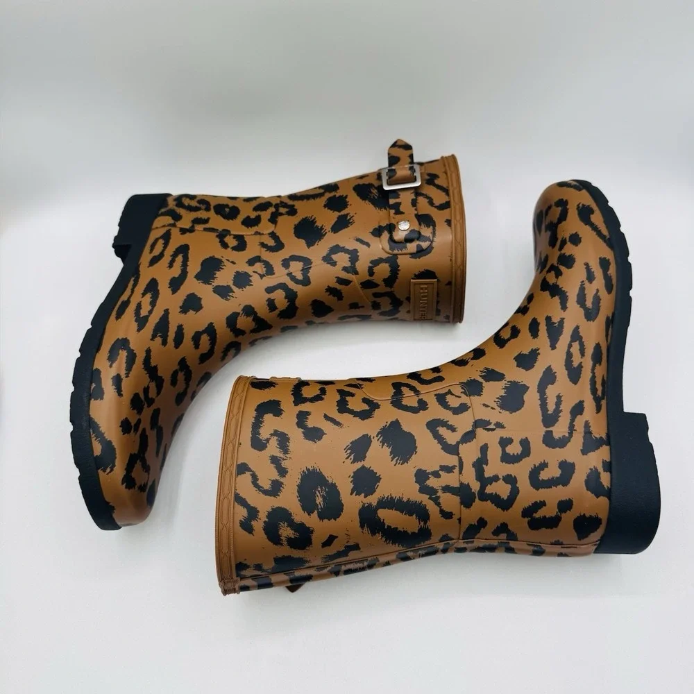 Hunter Original Refined Rain Boots Women's Size‎ 8 Leopard Print Brown